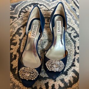 Badgley Mischka Women's Blue Peep-Toe Heels